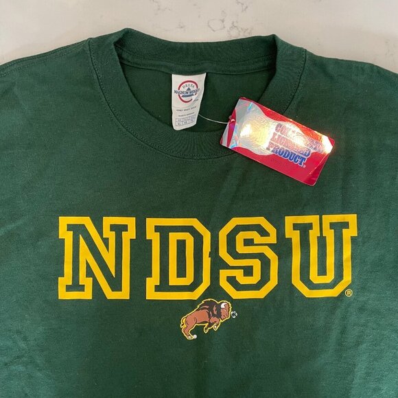 North Dakota State University Bison SS CNeck Cotton T Shirt Green Yel Sz XL NWT - Picture 5 of 10